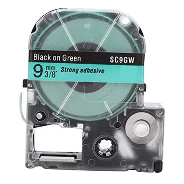 Imagem de Fita de etiqueta de substituição transparente resistente à abrasão e anticorrosão Fita de etiquetagem para máquina de etiquetagem KING JIM SR230C SR230CH SR530C Material plástico (Texto preto de 9 mm