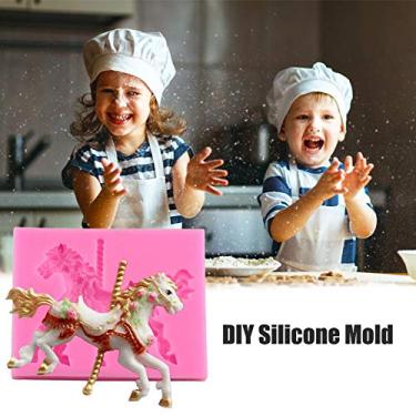 Imagem de Akozon Molde de Silicone 3d Carrossel Haval Chocolate Molde - Fondant Antiadelante para Decoração de Bolo, Assar e Artesanato (Rosa)