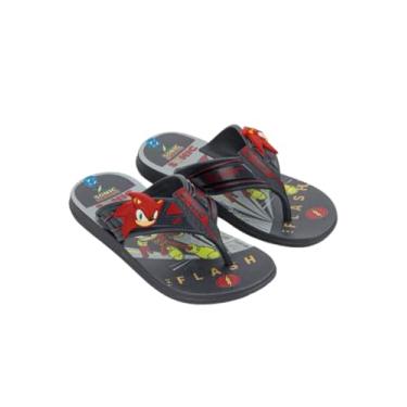 Imagem de Chinelo de Dedo Infantil Sonic e DC Race Heroes Super Flop Grendene Kids Preto Cinza ou Azul (Cinza, BR, Criança de 1 a 3 anos, Numérico, 23)