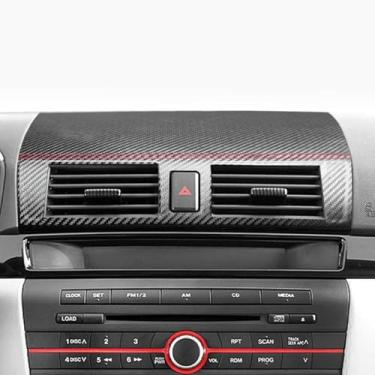 Imagem de BETTERHUMZ Acabamento da moldura da tomada do console central compatível com Mazda 3 Axela 2004-2009 Mazdaspeed 3 para painel de painel de painel de couro de carbono acessórios interiores para
