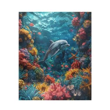 Imagem de Blueangle Cobertor colorido de recifes de corais, super macio e quente, 127 x 152 cm, leve para todas as estações, cobertor aconchegante para cama, sofá, sofá, fácil de cuidar (179)