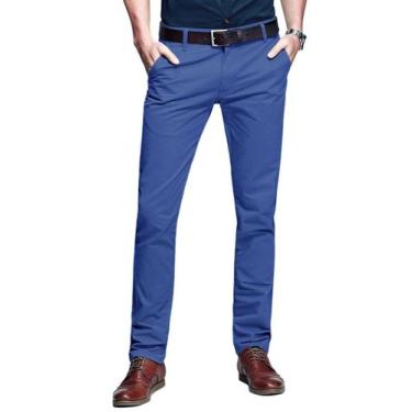 Imagem de Calças casuais finas e cônicas masculinas combinam com azul claro 32 -