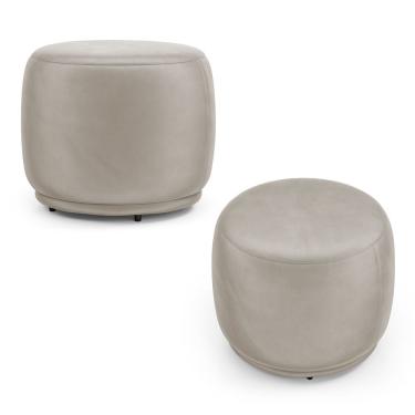 Imagem de Kit 02 Puffs Decorativos Orgânicos Molly Redondo Veludo Bege - Desk Design