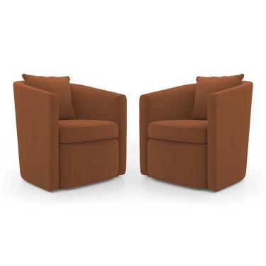 Imagem de Kit 02 Poltronas Decorativas Sala De Estar Aimê Veludo Terracota - Desk Design