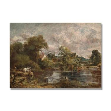 Imagem de NHLDZYH John Constable pintura de paisagem romântica famosa impressão de arte em tela pintura de paisagem inglesa decoração de parede para sala de estar (o cavalo branco). 40 x 56 cm apenas tela