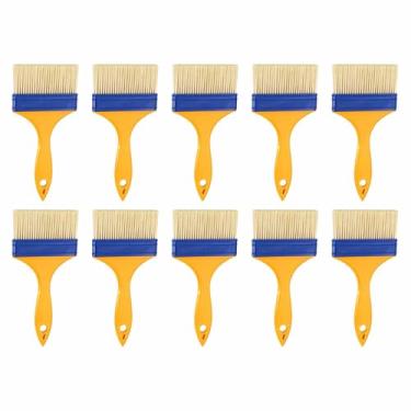 Imagem de HARFINGTON 16 pincéis de tinta de 9 cm, sem lascas, cerdas de nylon com cabo plástico amarelo para pinturas, artesanato, vernizes, colas, gesso, parede, móveis, cercas, decks