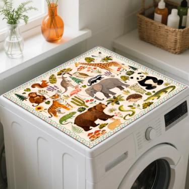 Imagem de GLOBLELAND Selva Animais Lavanderia Lavadora Secadora Tapete Capa de Poeira 60 x 59,8 cm Zoológico Animais e Plantas Máquina de Lavar Protetores de Elefante Antiderrapantes Capas de Pó para