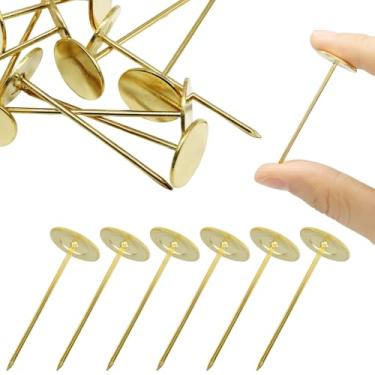 Imagem de Moicstiy 10 peças de tachas de polegar de cabeça chata para parede, tachinhas de estofamento de 19 mm x 50 mm, pinos longos decorativos para decoração de móveis de casa de escritório, foto de madeira