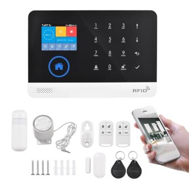 Imagem de Kit de Alarme Residencial sem Fio 2 4G WiFi GSM Controle Remoto via APP com Sensor Porta e Janela Movimento PIR Display