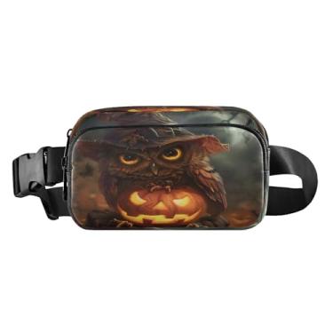 Imagem de CEBUGI Pochetes de caminhada para homens e mulheres, pochetes modernas de coruja de Halloween resistentes à água com cinto ajustável para treino, viagem, corrida