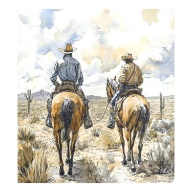Imagem de Qilmy Capa de ímã de lava-louças cowboy do deserto norte-americano 58 x 66 cm capas decorativas de geladeira para porta frontal adesivo de folha magnética para máquina de lavar louça painel de