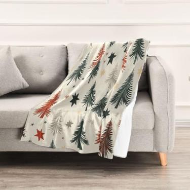 Imagem de Wassud Cobertores e mantas de Natal 152,4 x 228,6 cm, cobertor vintage de árvore de Natal para sofá, cadeira, decoração de casa
