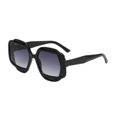 Imagem de JRLLFD Óculos de sol da moda, proteção solar versátil, colisão de cores, tons UV400 (preto)