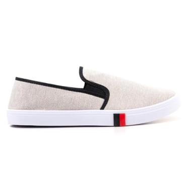 Imagem de Tênis Masculino Iate Slip On Calce Fácil Casual Confortável Leve Antiderrapante Sapatilha Estilo Moderno (Creme, BR, Adulto, Numérico, 43)