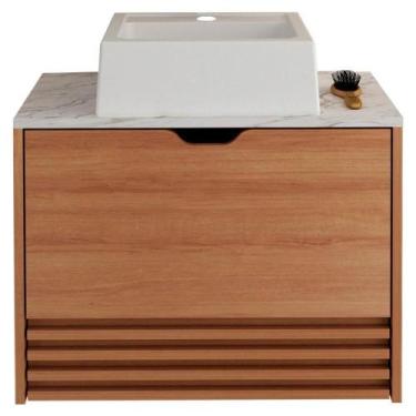 Imagem de Gabinete Cuba Banheiro Bn3630x13, Amendoa Marmore Branco - TECNO MOBIL