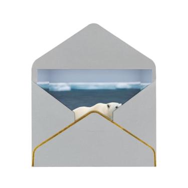 Imagem de SKKNT Cartões comemorativos com estampa de urso polar para todas as ocasiões, convites de festa de aniversário de casamento, 12,7 x 15,2 cm