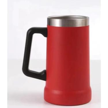 Imagem de Caneca Térmica Chopp Cerveja 710ml - Camada Dupla Em Inox 304, Mantém Bebidas Frias/Quentes, Anti-Vazamento Ideal para Churrasco e Bar(VRMELHO)