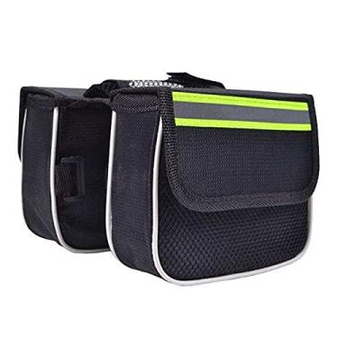Imagem de Bolsa para Quadro de Bicicleta com Celular Faixa Reflexiva Porta Frontal Multifuncional Armazenamento Grande Capacidade