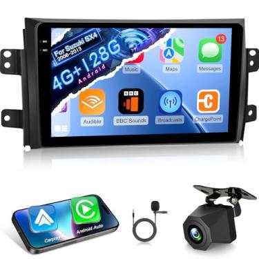 Imagem de Estéreo automotivo 4G + 128G Android 15 para Suzuki SX4 2006-2013 com Carplay sem fio e Android Auto - Rádio com tela sensível ao toque HD de 9 polegadas com EQ/5G WiFi/GPS/SWC/link espelho, câmera de