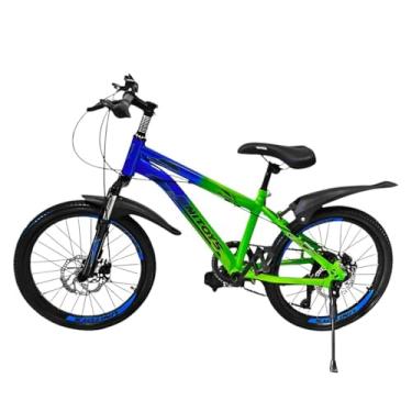 Imagem de Bicicleta Infantil Aro 20 com 6 Marchas, Quadro em Alumínio, Freios a Disco Mecânico, Azul e Verde-Limão, a partir de 6 Anos