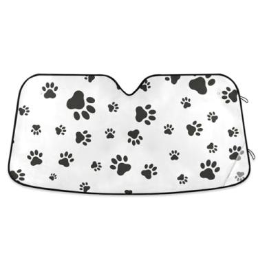 Imagem de Persianas de para-brisa de pata de cachorro preto, para-sol SUV para para-brisas, acessórios de janela de carro