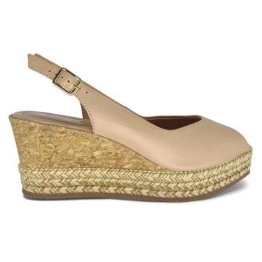 Imagem de Sandália Anabela Bottero Couro Salto Médio Bico Quadrado-Feminino