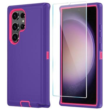 Imagem de ONOLA Capa de telefone para Samsung Galaxy S23 Ultra com protetor de tela HD, resistente, à prova de choque e à prova de quedas, capa de telefone de 3 camadas para Galaxy S23 Ultra de 6,8 polegadas