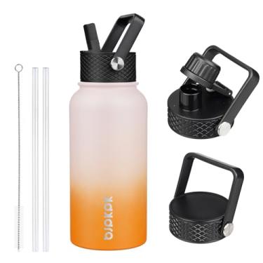 Imagem de BJPKPK Garrafa de água esportiva isolada com 3 tampas - 765 g - Coral