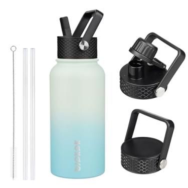 Imagem de BJPKPK Garrafa de água esportiva isolada com 3 tampas - 765 g - menta