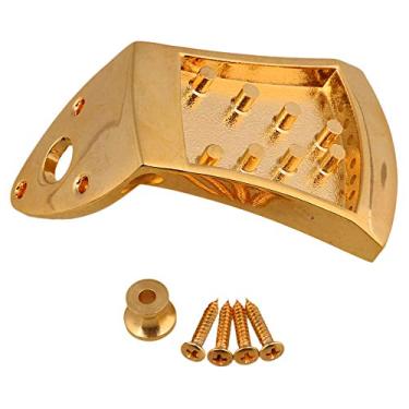 Imagem de Sevender Tailpiece triangular dourado com parafusos e botões de alça para bandolim de 8 cordas