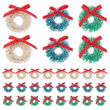 Imagem de WADORN 30 peças de mini guirlanda de Natal em 3 cores, guirlandas artificiais em miniatura para pendurar em casa de boneca, geada, sisal, árvore de Natal, ornamentos para pendurar na janela, lareira