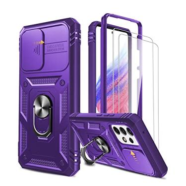 Imagem de Anoke Capa para Samsung Galaxy A53 5G, capa para Samsung A53 5G com capa de câmera deslizante + 2 peças protetoras de tela de vidro temperado, à prova de choque [grau militar] com suporte para Galaxy