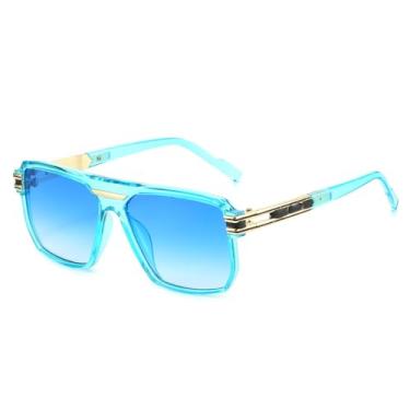 Imagem de Óculos de Sol UV400 - Jelly Color Gradient Metal Punk para Homens e Mulheres, Esportes ao Ar Livre, Corrida e Ciclismo, Azul