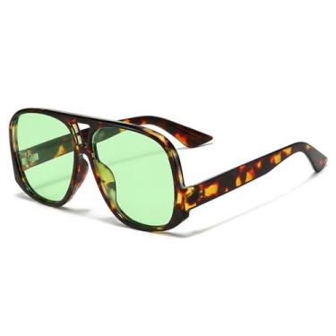 Imagem de Óculos de Sol Oversized com Estampa de Leopardo, Unissex, Proteção UV400, Ideais para Esportes ao Ar Livre, Corrida e Ciclismo, Cor Verde Leopardo