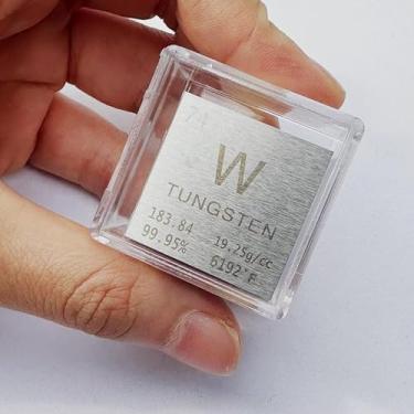 Imagem de HOMOSTARRY Cubo De Tungstênio 1 Polegada Com Densidade Metal E Caixa Acrílico Pureza 99,95%, Ferramenta Ensino, Presente Para Estudantes, Professores, Amantes Ciências Química, Coleção Materiais Hob