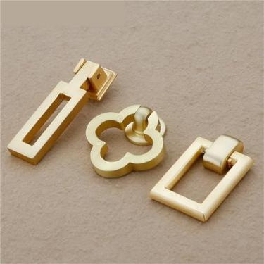 Imagem de HTNAFONI Puxadores de gaveta móveis de cozinha puxadores de cozinha para móveis de gaveta de armário de cozinha anéis dourados de orifício único 1 peça (ouro -6912)