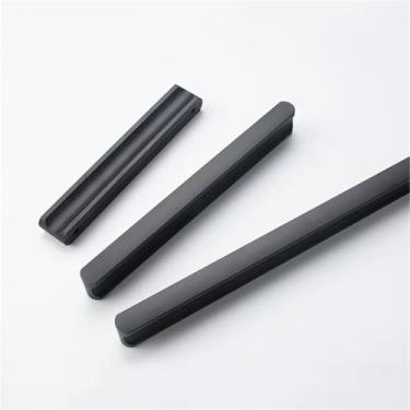 Imagem de Puxador longo ouro rosa para porta de armário de móveis liga de alumínio puxador de gaveta puxadores de armário de cozinha puxadores de guarda-roupa 1 peça (preto 128 mm)