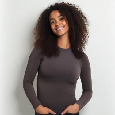 Imagem de Camiseta Feminina Manga Longa Uv50 Inverno/verão Dry Fit Cinza - Evere