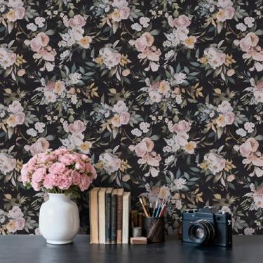 Imagem de COSNIGHT Papel de parede floral vintage Boho Contact Paper 43 cm x 993 cm autoadesivo, papel de parede removível para quarto e banheiro decorativo