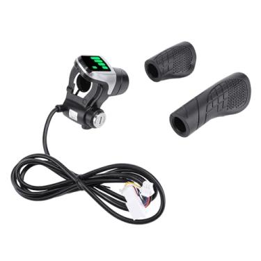 Imagem de KIMISS Acelerador Giratório de 36 V Com Display LCD e Trava de Chave - Acelerador de Meia Torção de Borracha para Scooter Elétrica para Guidão de 22,5 Mm Com Indicador de Potência