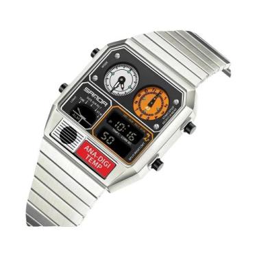 Imagem de Relógio De Pulso Masculino Multifuncional LED Quadrado Com Cronômetro,