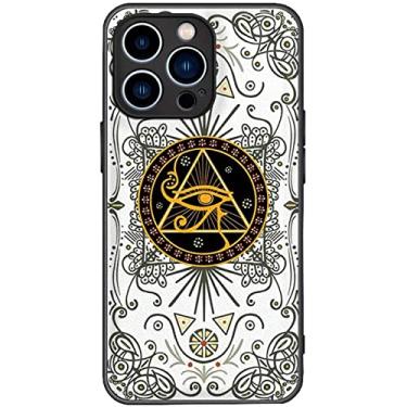 Imagem de CYSUE Capa para Apple iPhone 13 Series (2021) Estilo Egito Antigo, Couro PU à prova de choque Olho de Hórus Padrão Capa de telefone traseira (Cor: iPhone 13 Pro Max)