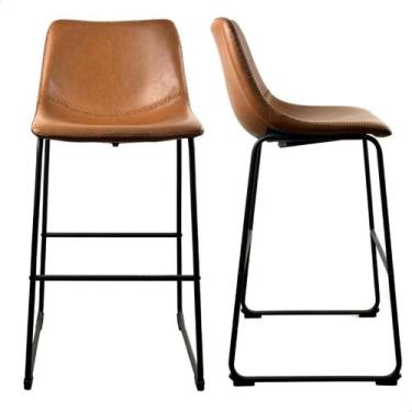 Imagem de Kit 02 Banquetas Alta Encosto Cozinha Base Fixa Bar Balcão BS100 Best,