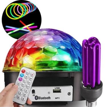 Imagem de Kit Globo Colorido Bluetooth Rgb Usb Mp3 Led e Lâmpada NEON - Luatek, 