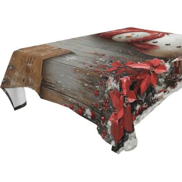 Imagem de Blueangle Linda toalha de mesa de boneco de neve de Natal – Toalha de mesa quadrada de poliéster impermeável e resistente a manchas para ambientes internos e externos, 137 x 137 cm (16)