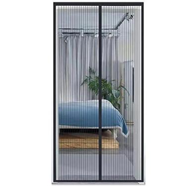 Imagem de Porta de tela magnética Cortina malha poliéster com fita adesiva moldura completa e pinos pressão fecha automaticamente forma perfeita para manter mos