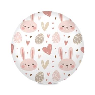 Imagem de Wassud Jogo americano com rostos de coelho tapetes de mesa redondos para cozinha e jantar tapetes laváveis resistentes ao calor decoração de mesa 39 cm