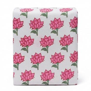 Imagem de Tecido de algodão autêntico indiano impresso à mão - 100% algodão orgânico puro para costura e decoração de casa - 111,8 cm de largura - 10 jardas - Rosa-(BPF-201-10)