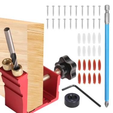 Imagem de Kit de Gabarito para Entalhe | Localizador de Carpintaria Inclinado a 15 Graus | Conjunto com Brocas, Chaves, Parafusos e Tampões - para Projetos DIY de Carpintaria e Marcenaria, Montagem de