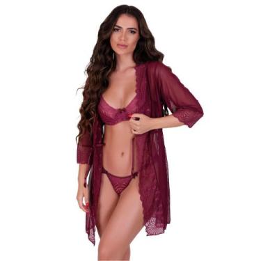 Imagem de Hobby Roupão de Dormir com Detalhe em Renda Robe Luxuoso Iza - NAKA MO
